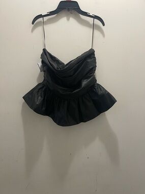 Naked Wardrobe Faux Leather Peplum Camisole Bustier NWT
